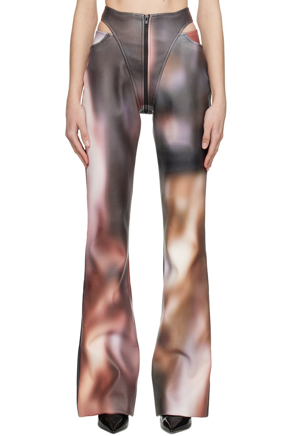 Puppets and Puppets - Pantalon multicolore en cuir synthétique à découpes