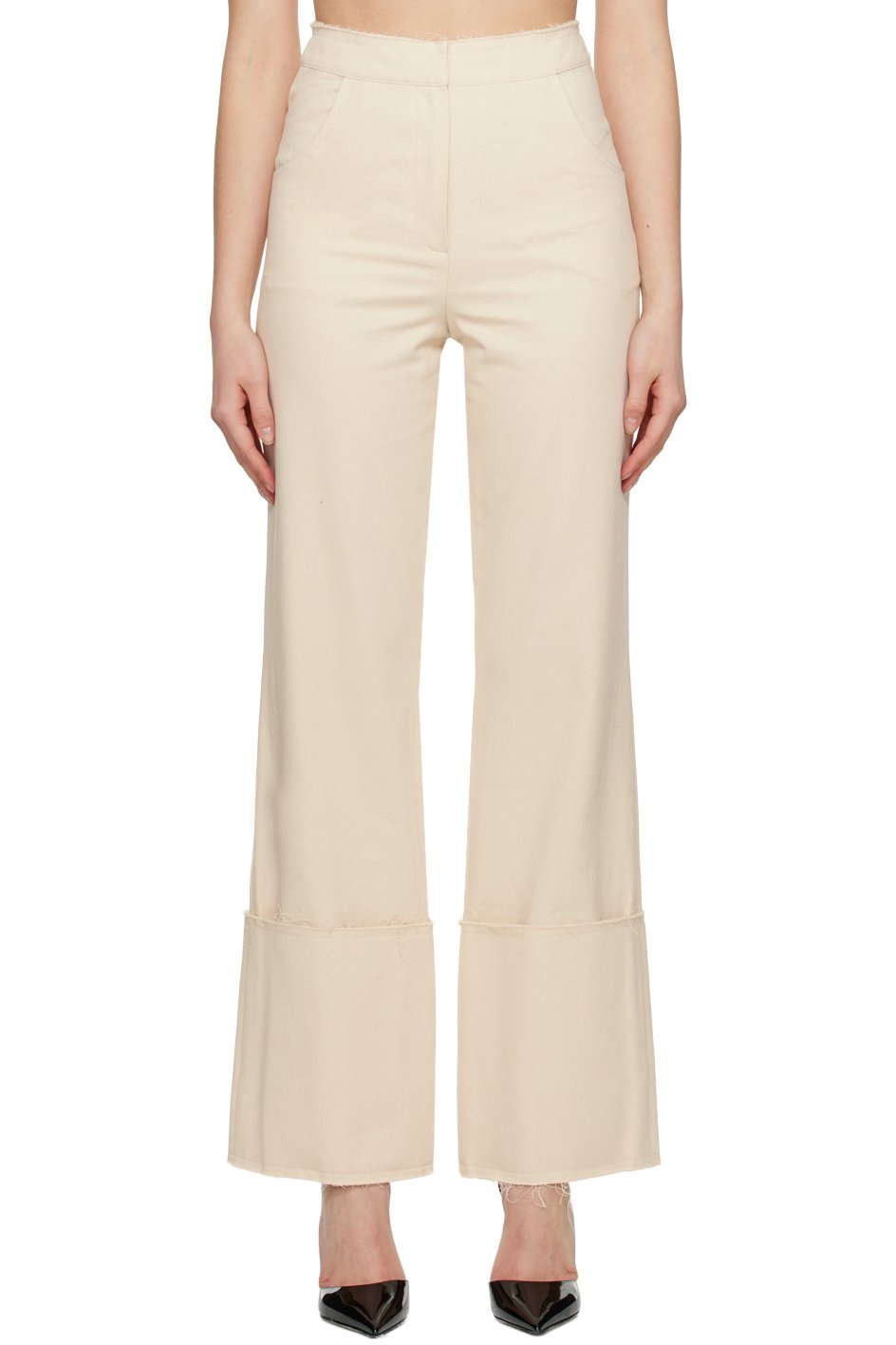 Olēnich - Pantalon blanc cassé à bords bruts