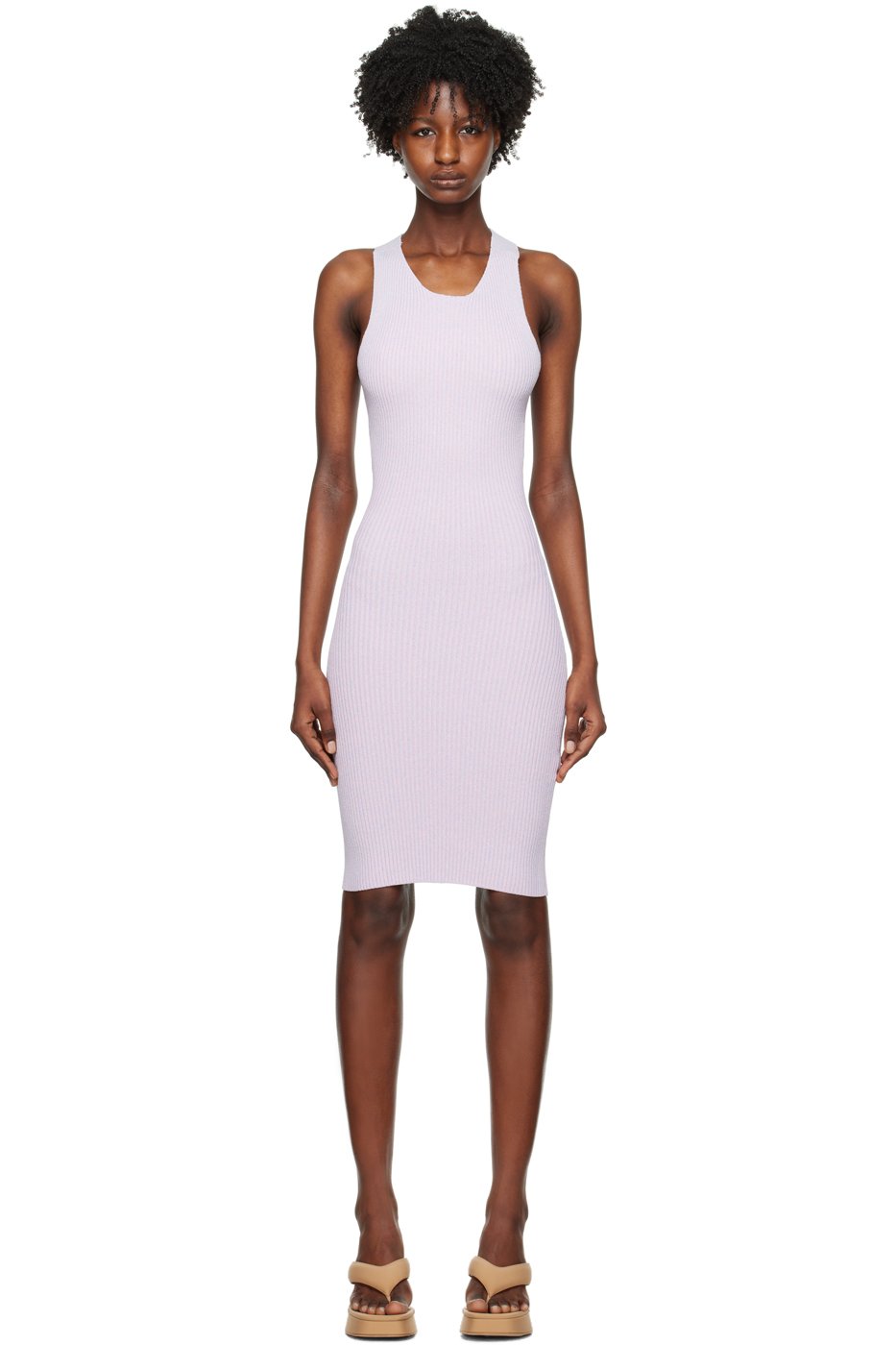 REMAIN Birger Christensen - Robe midi mauve à corsage bain de soleil