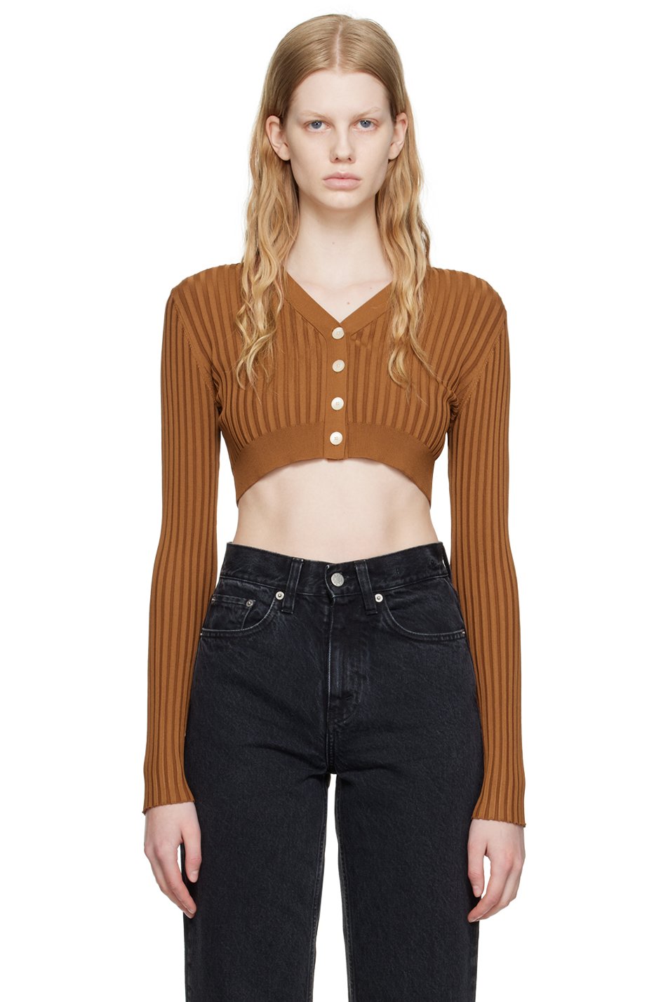 HOPE - Cardigan écourté brun