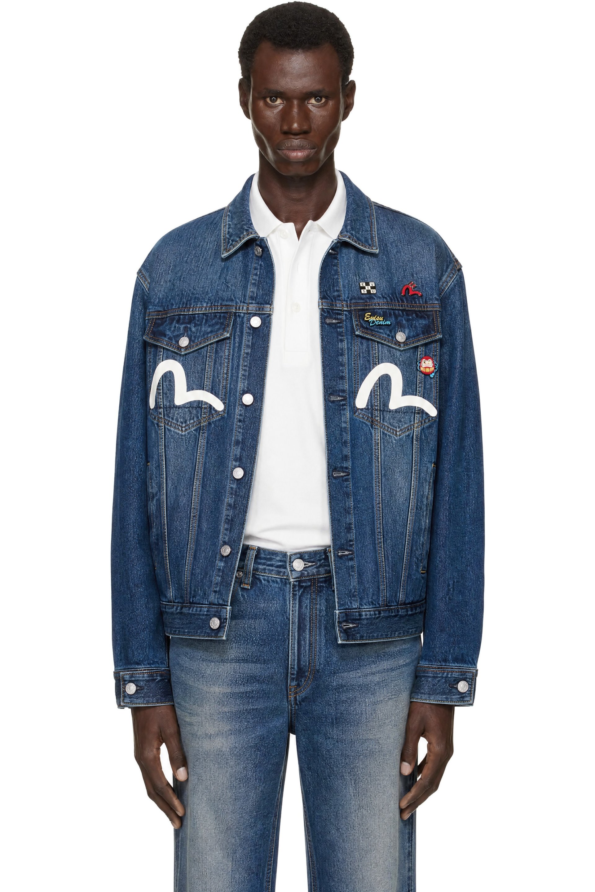 Evisu - Navy Inari Mask Printed Denim Jacket