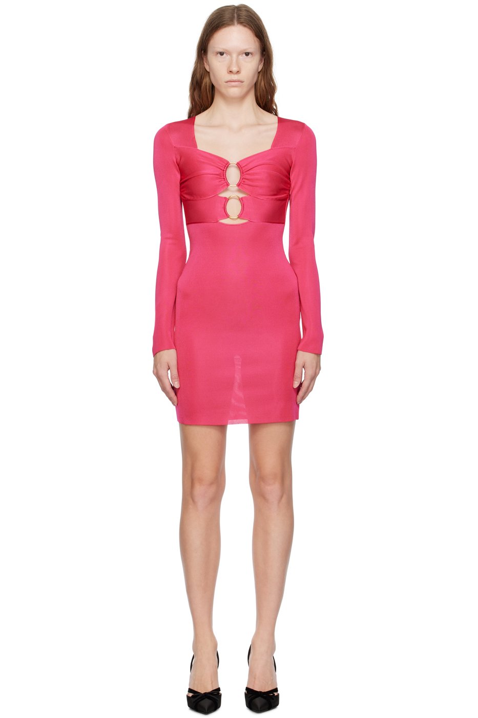 TOM FORD - Robe courte rose à anneaux circulaires