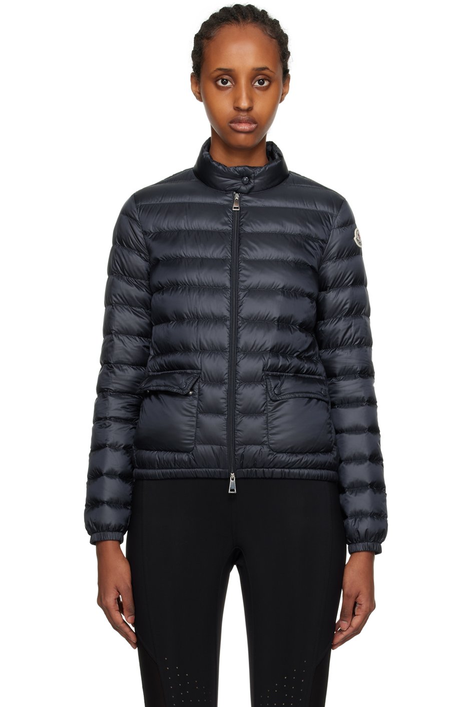 Moncler - Blouson Lans bleu marine rembourré en duvet