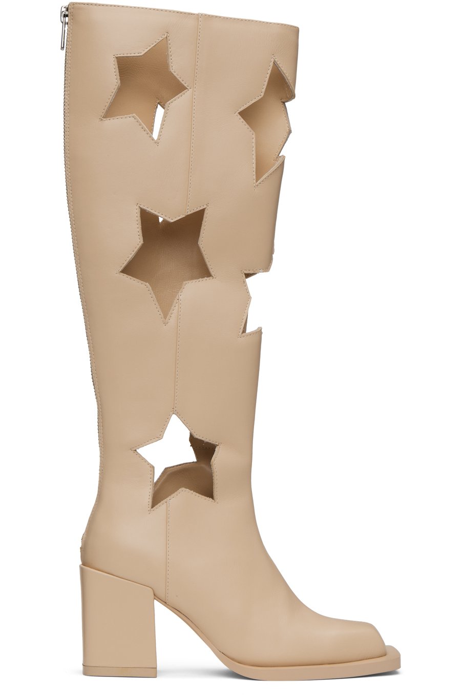 ANDREJ GRONAU - Bottes beiges à découpes graphiques exclusives à SSENSE