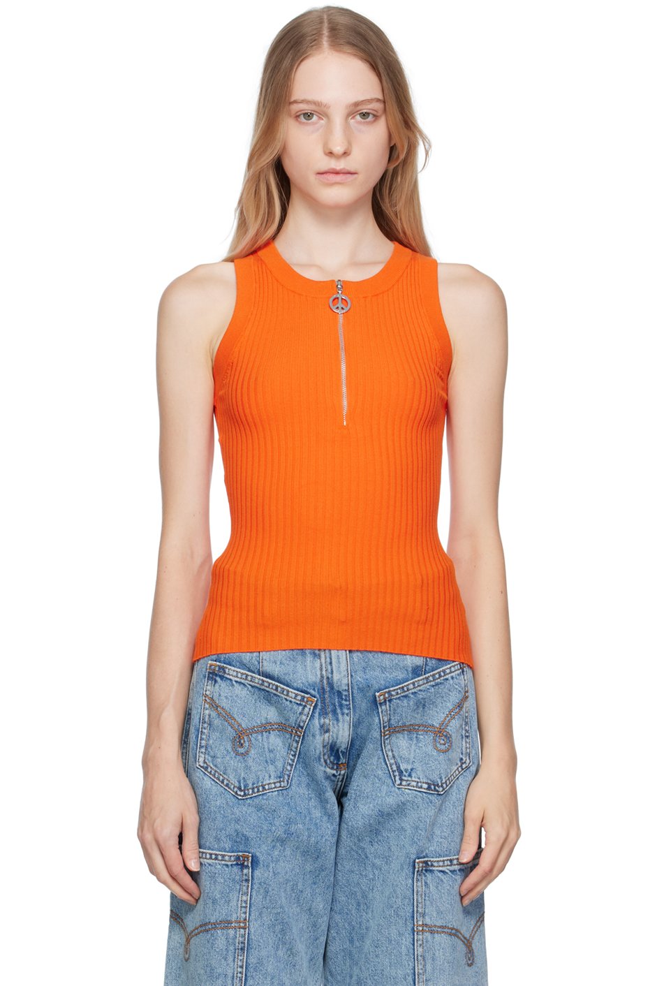 M05CH1N0 JEANS - Débardeur orange à demi-glissière