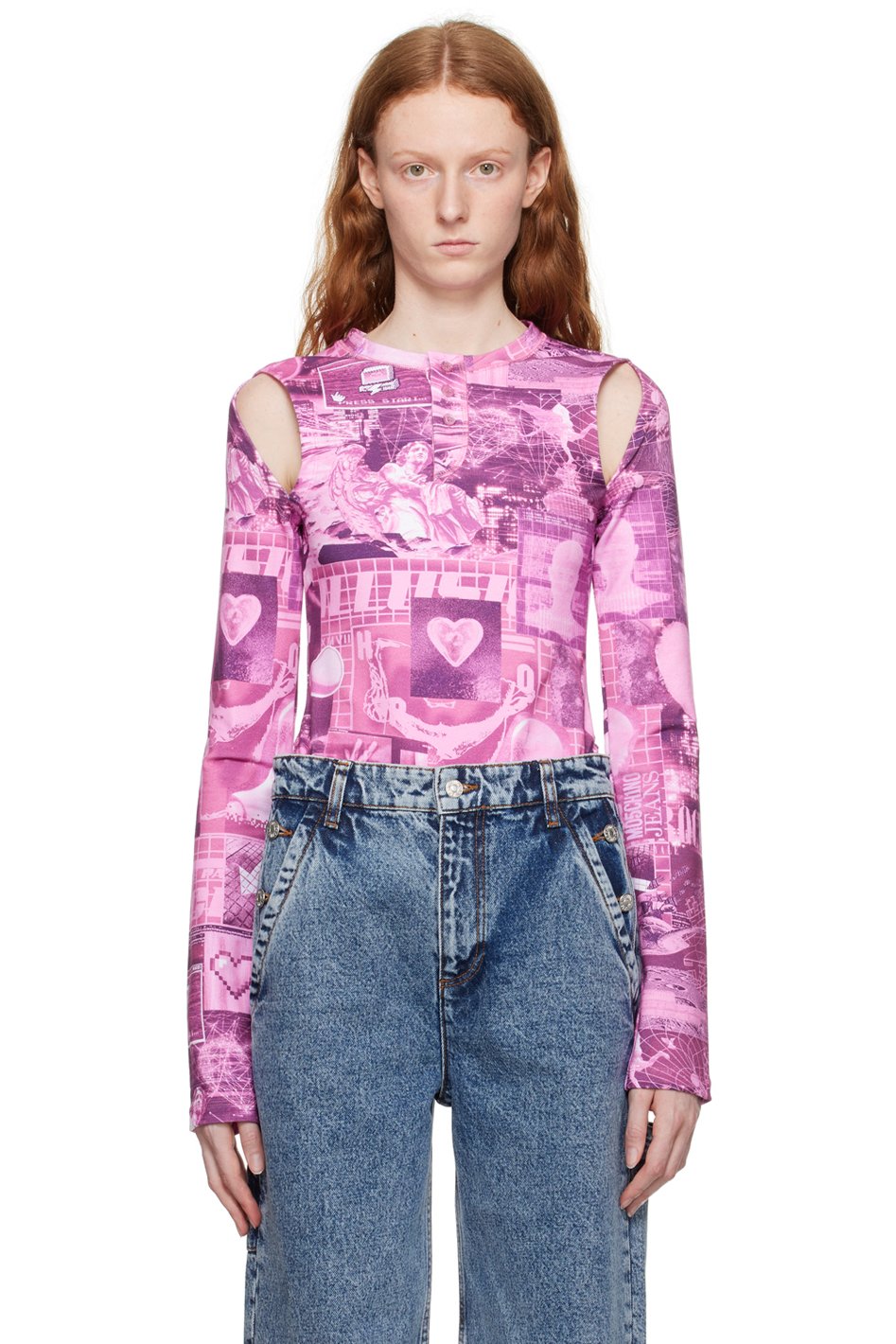 M05CH1N0 JEANS - Justaucorps rose à motif graphique