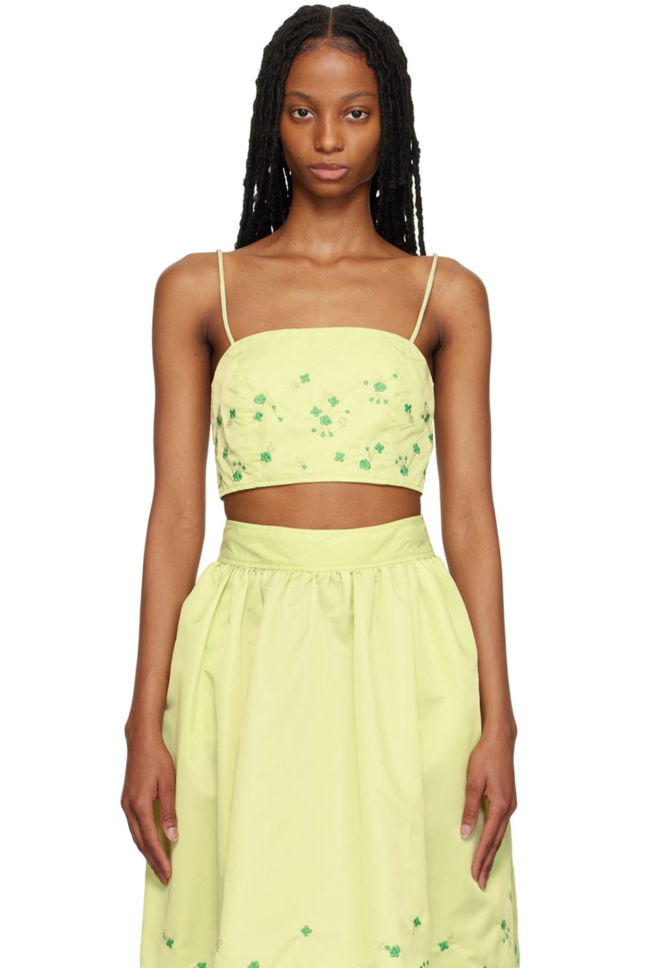 GANNI - Camisole verte exclusive à SSENSE