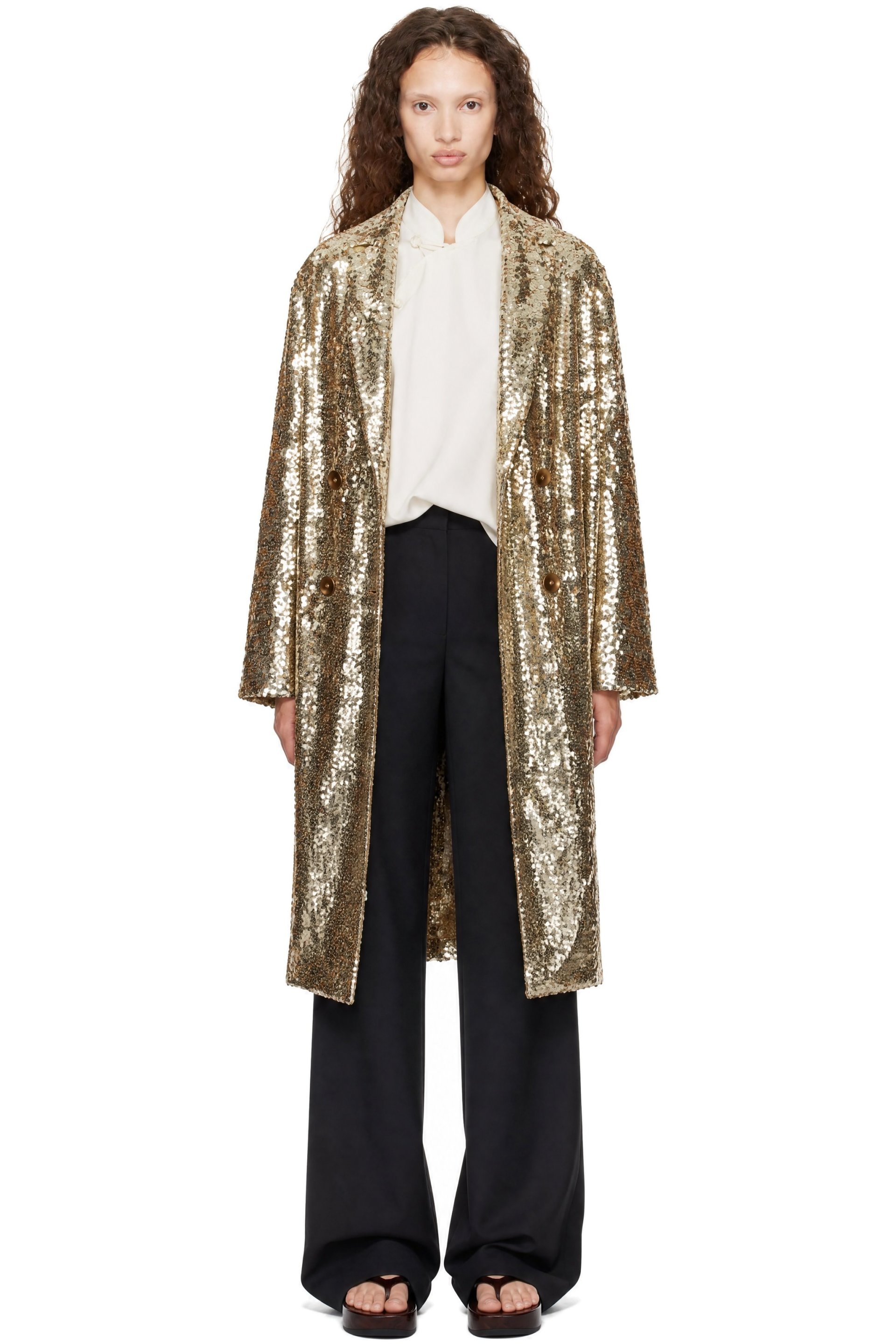 Bode - Gold Sequin Worcester Coat