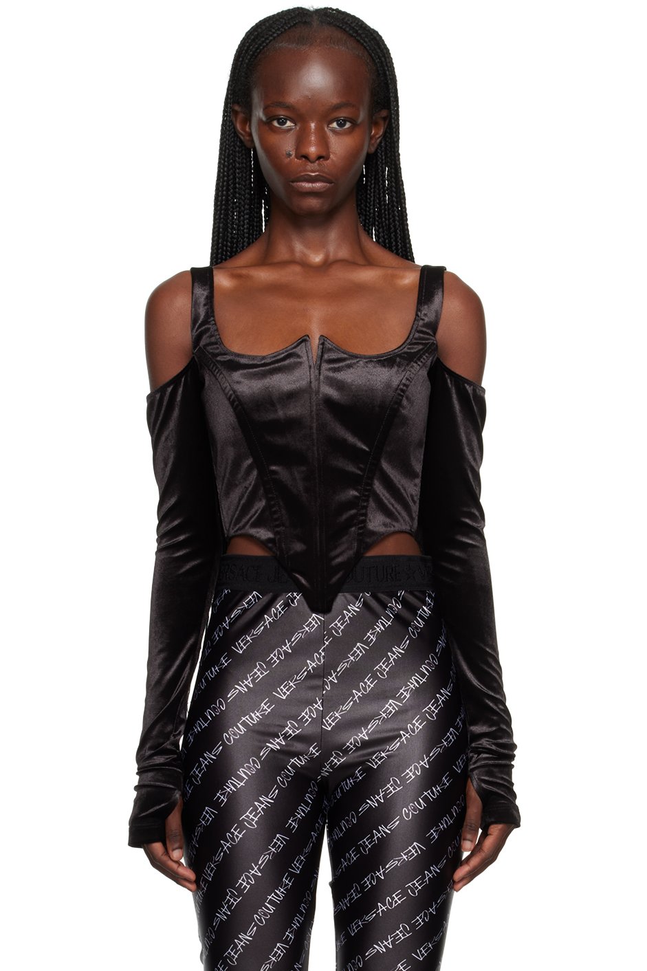 Versace Jeans Couture - Chemisier noir à découpes