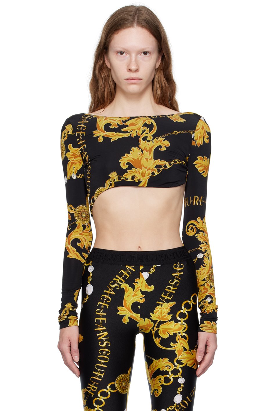 Versace Jeans Couture - Justaucorps noir à motif Chain Couture