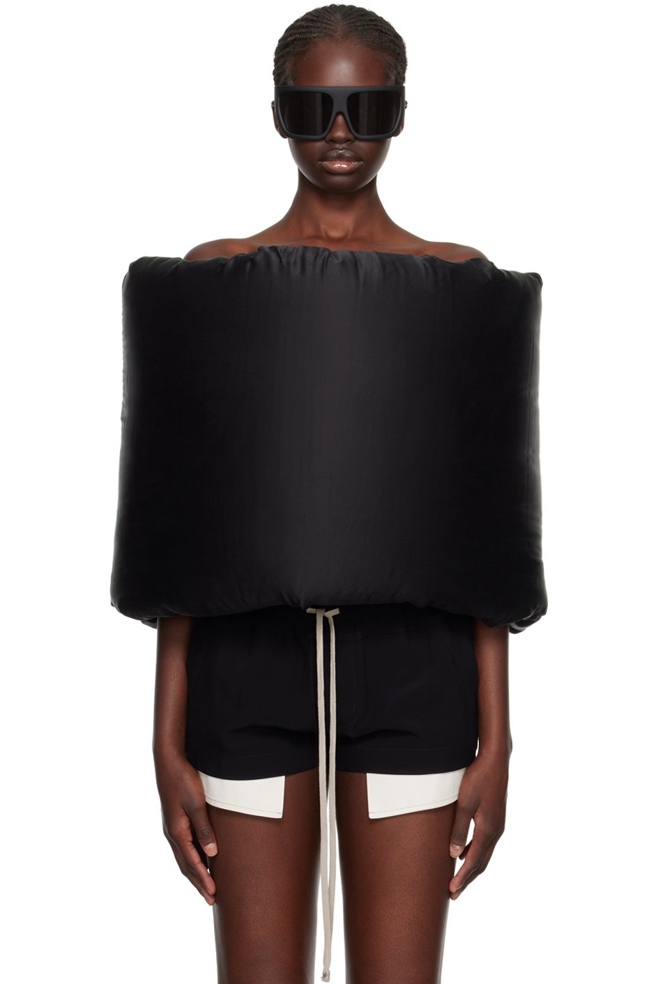 Rick Owens - Écharpe tubulaire noire rembourrée en duvet
