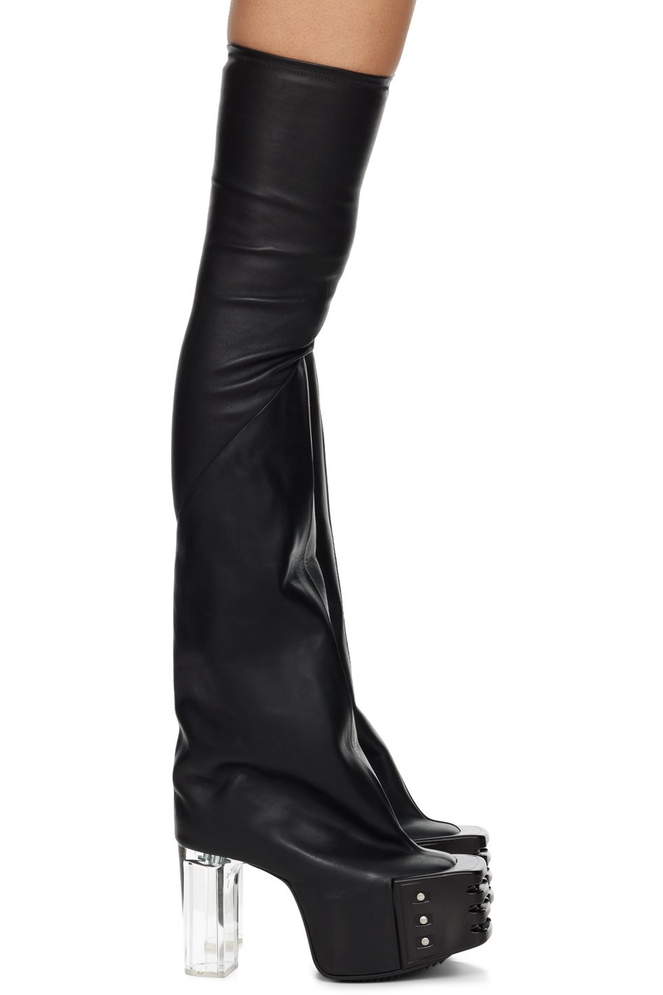 Rick Owens - 黑色 Flared Platform 高筒靴