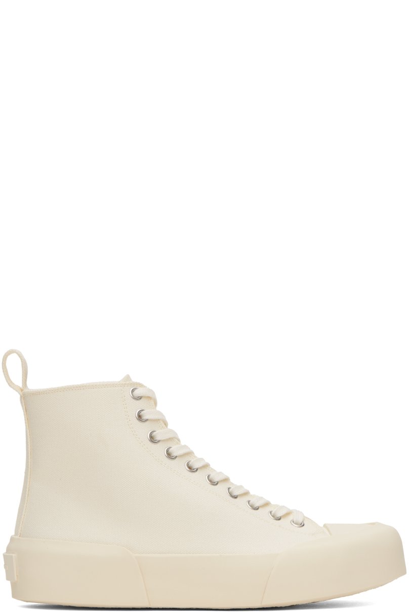 Jil Sander - Off-White Cap Toe High-Top Sneakers