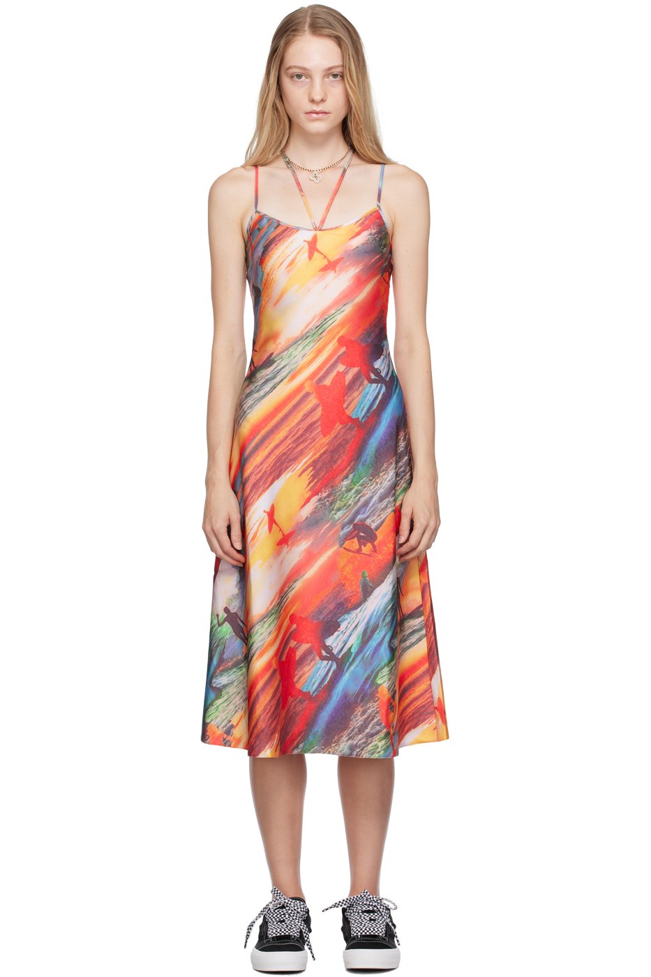 ERL - Robe midi rouge à image imprimée