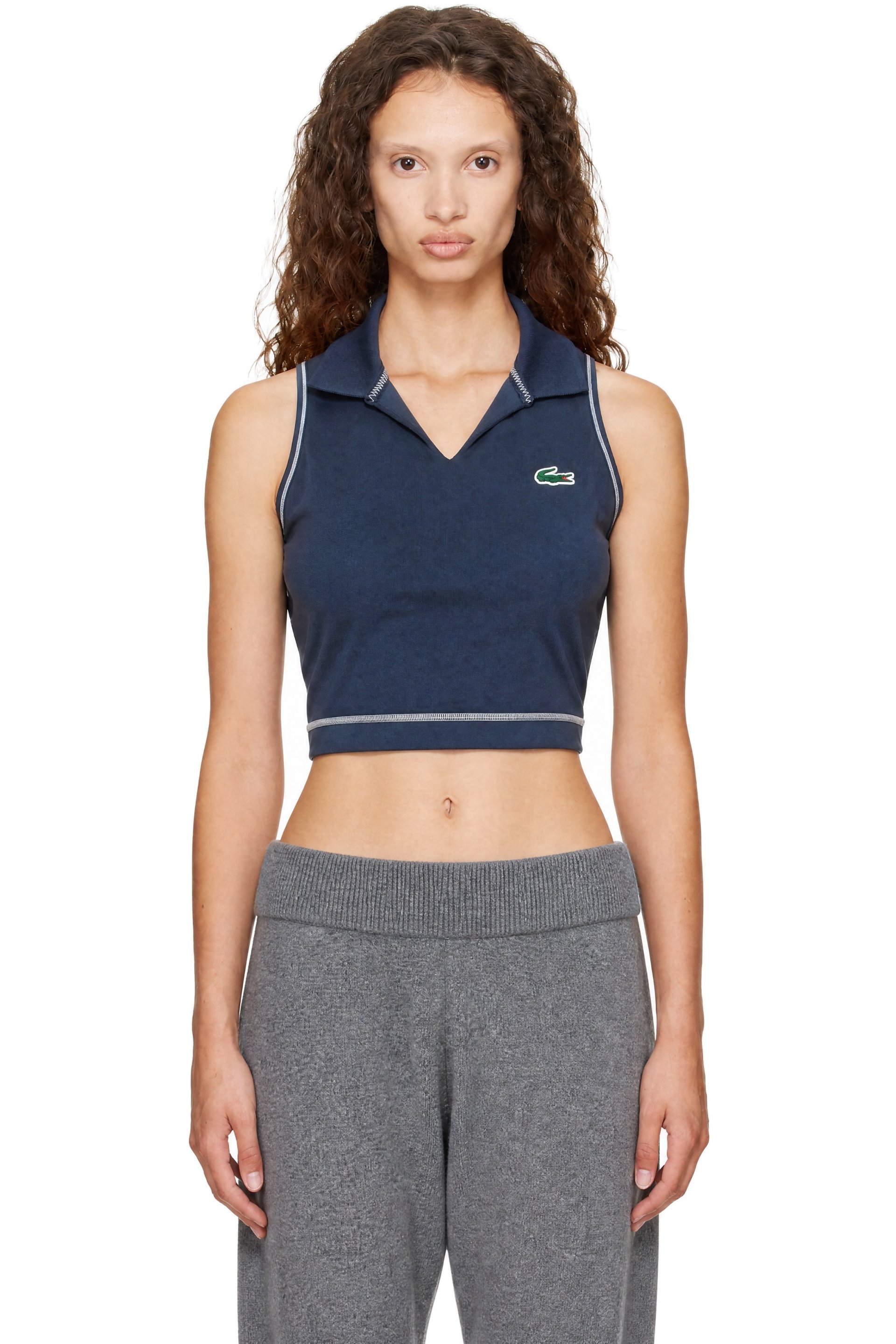 Lacoste - Blue Polo Style Stretch Sports Bra