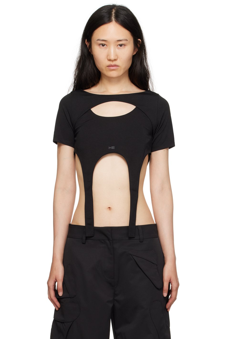 HELIOT EMIL - T-shirt Hail noir à empiècement de style harnais