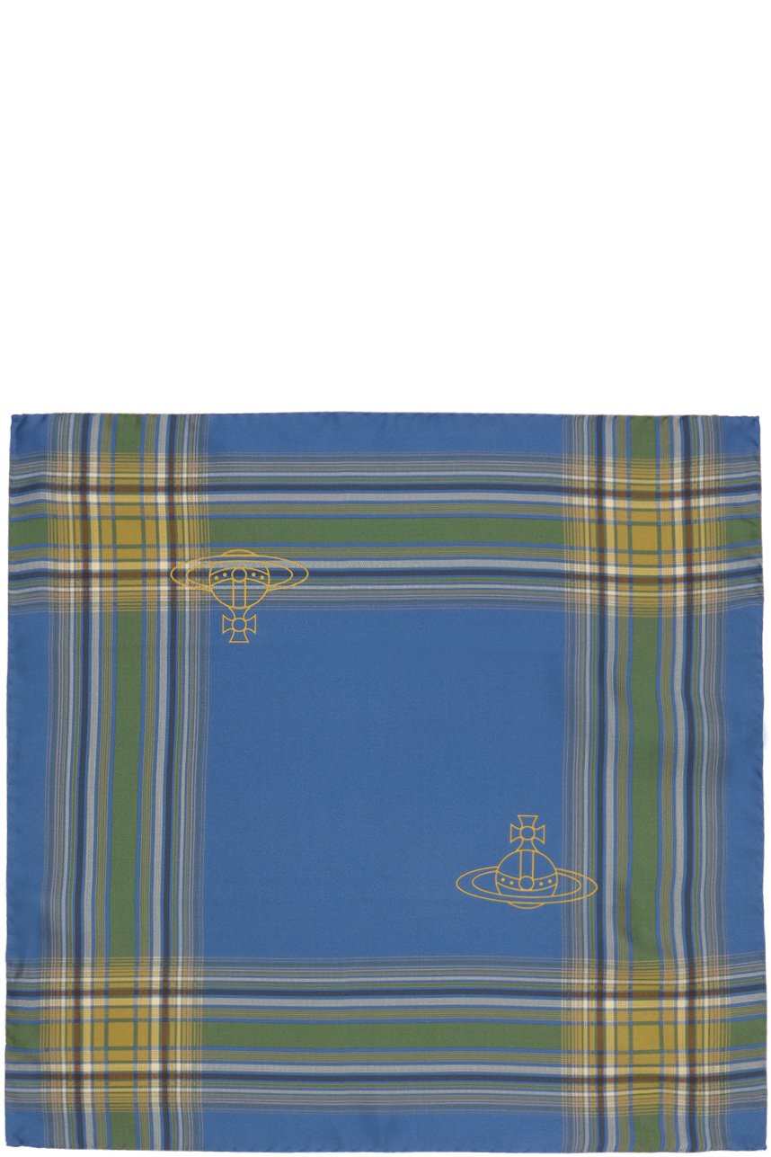 Vivienne Westwood - Mouchoir de poche bleu en madras à carreaux