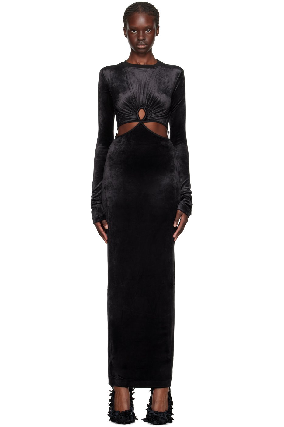 Nensi Dojaka - Robe longue noire à découpe circulaire