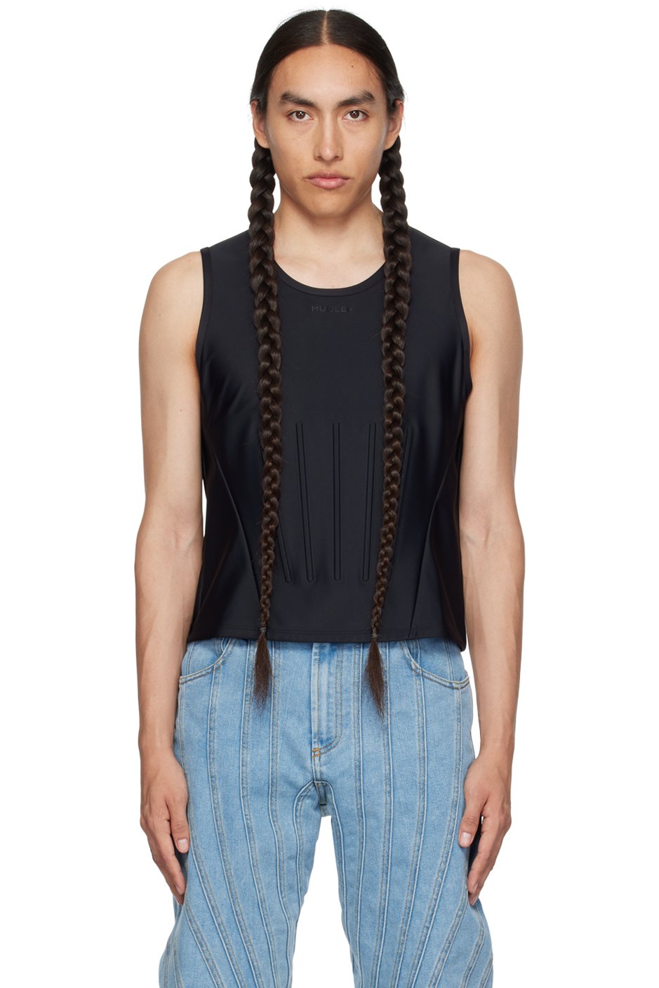 Mugler - Débardeur noir à logo gaufré