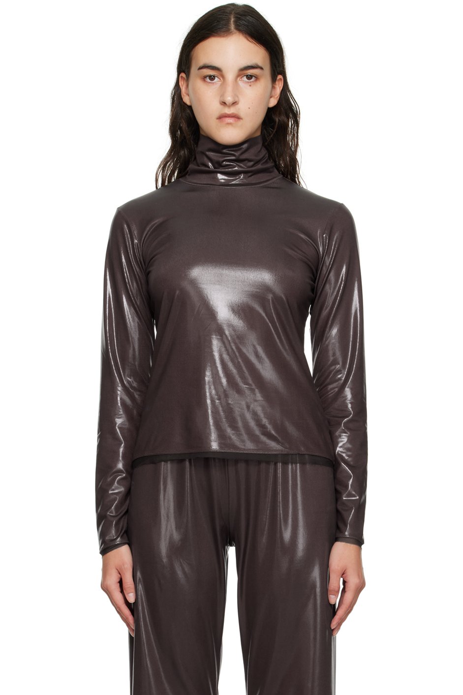 Dries Van Noten - Col roulé brun à bords bruts