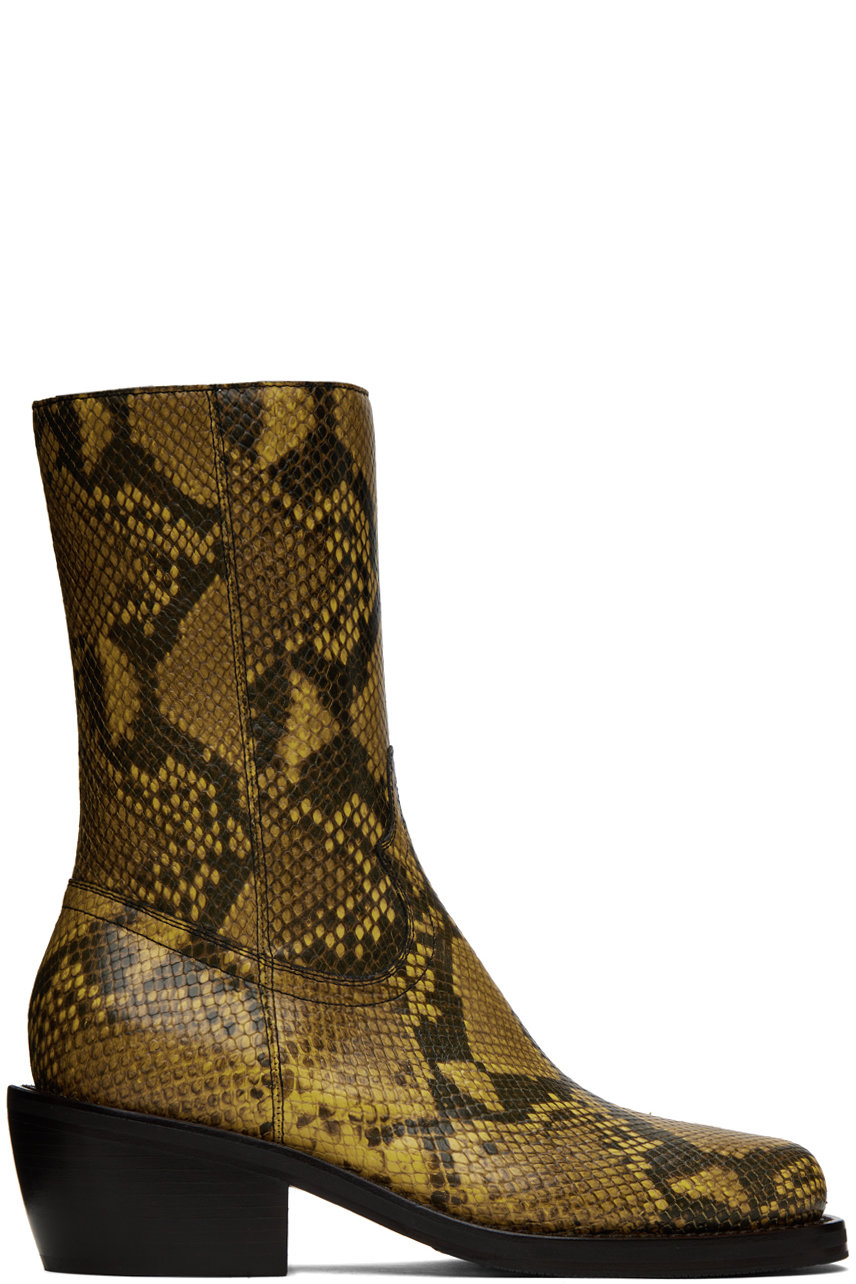 Dries Van Noten - Yellow Snake Boots