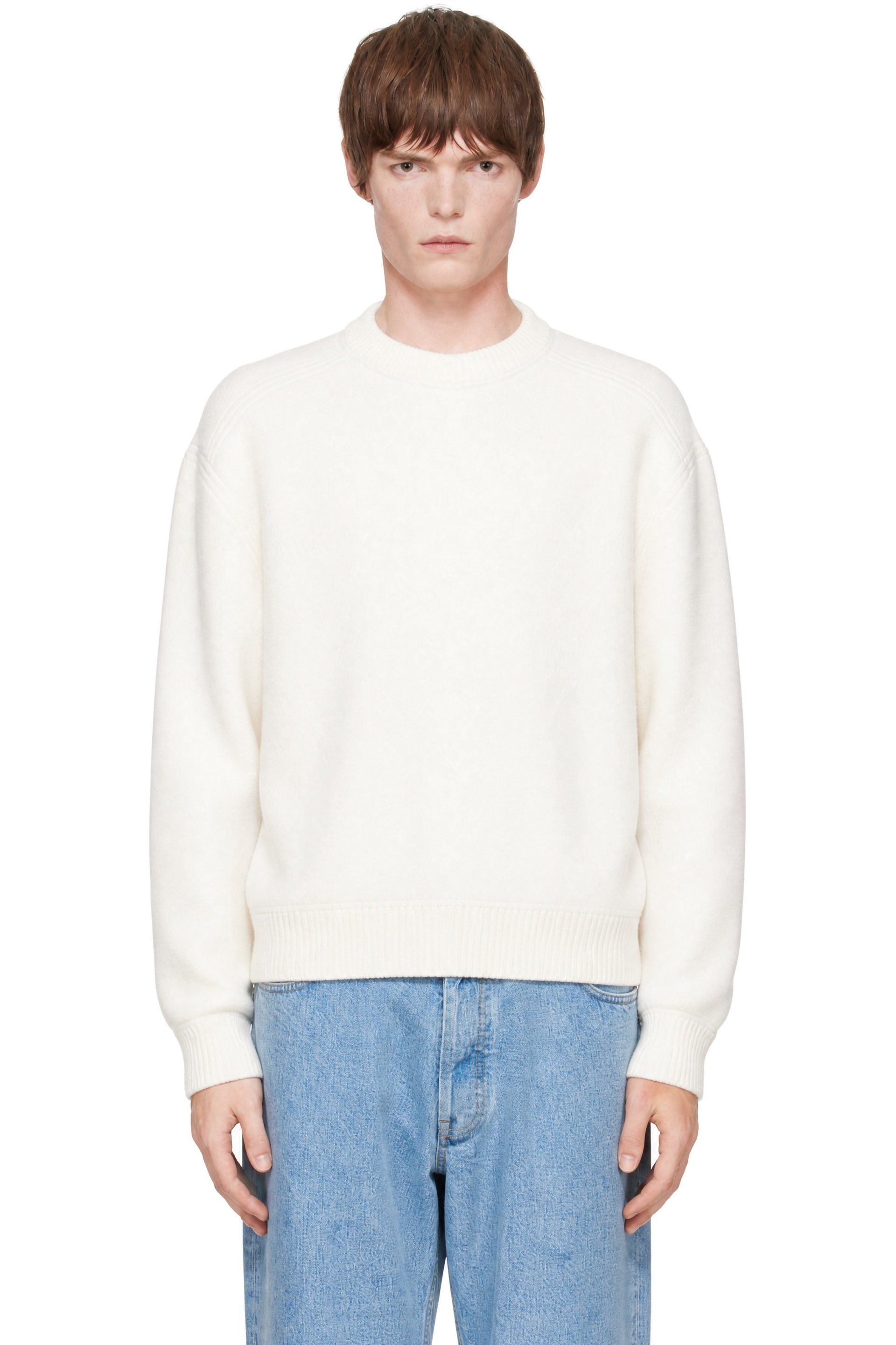 Thom Browne - White CB Stripe Wool Fleece Sweater