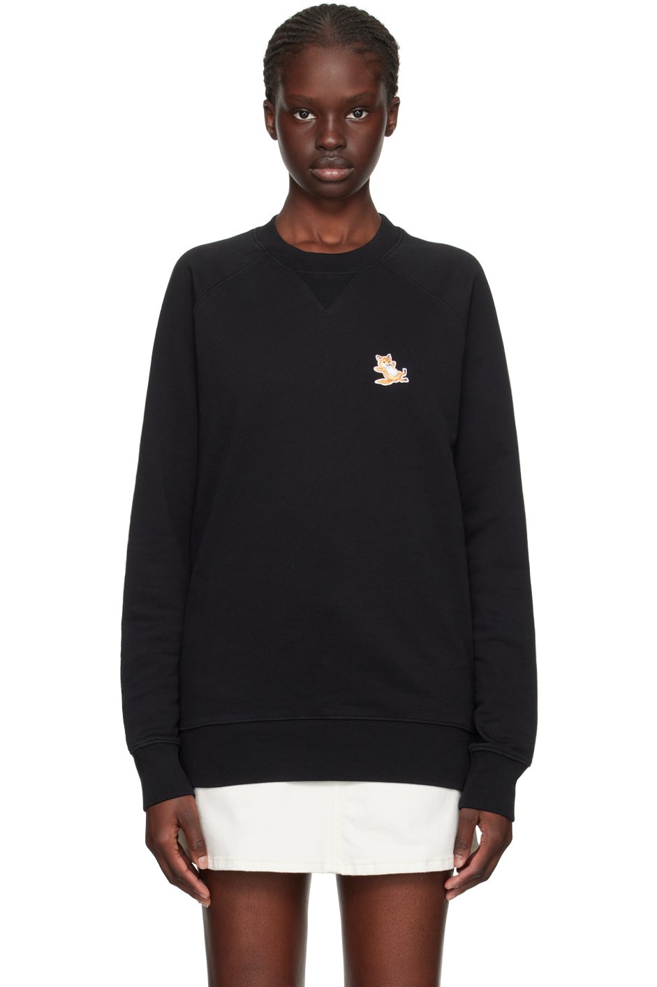 Maison Kitsuné - Pull molletonné noir à écusson à logo de renard