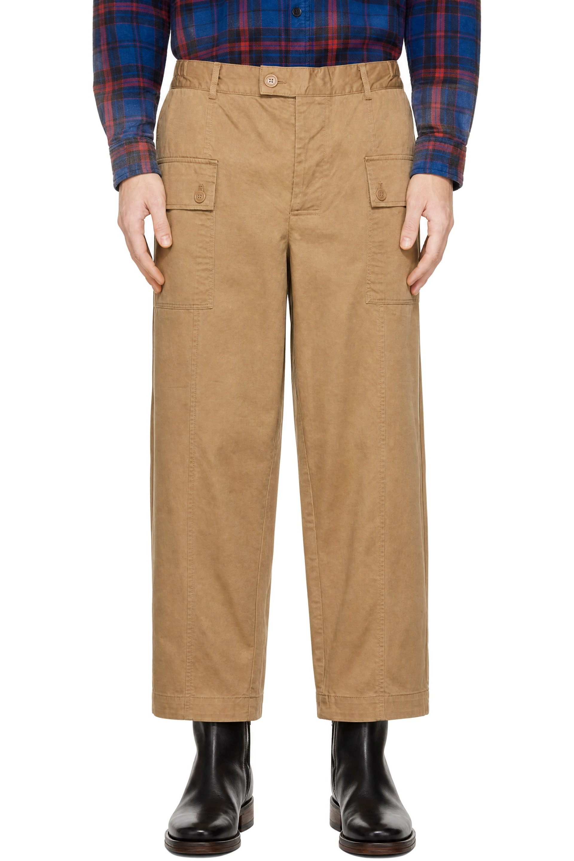 Barbour - Pantalon cargo brun clair en coton édition Maison Kitsuné