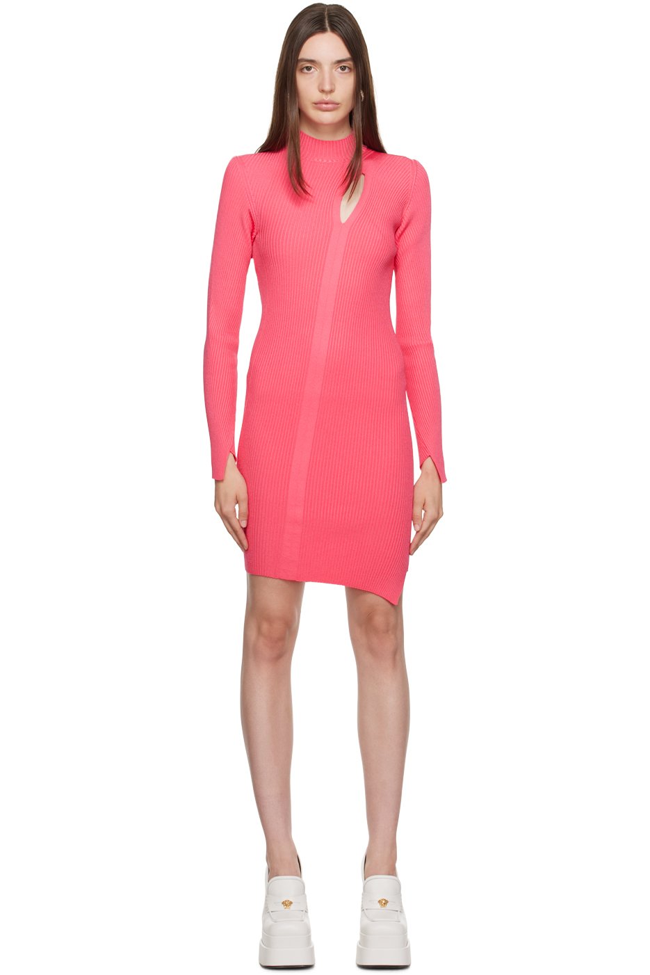 Versace - Robe courte rose à découpe
