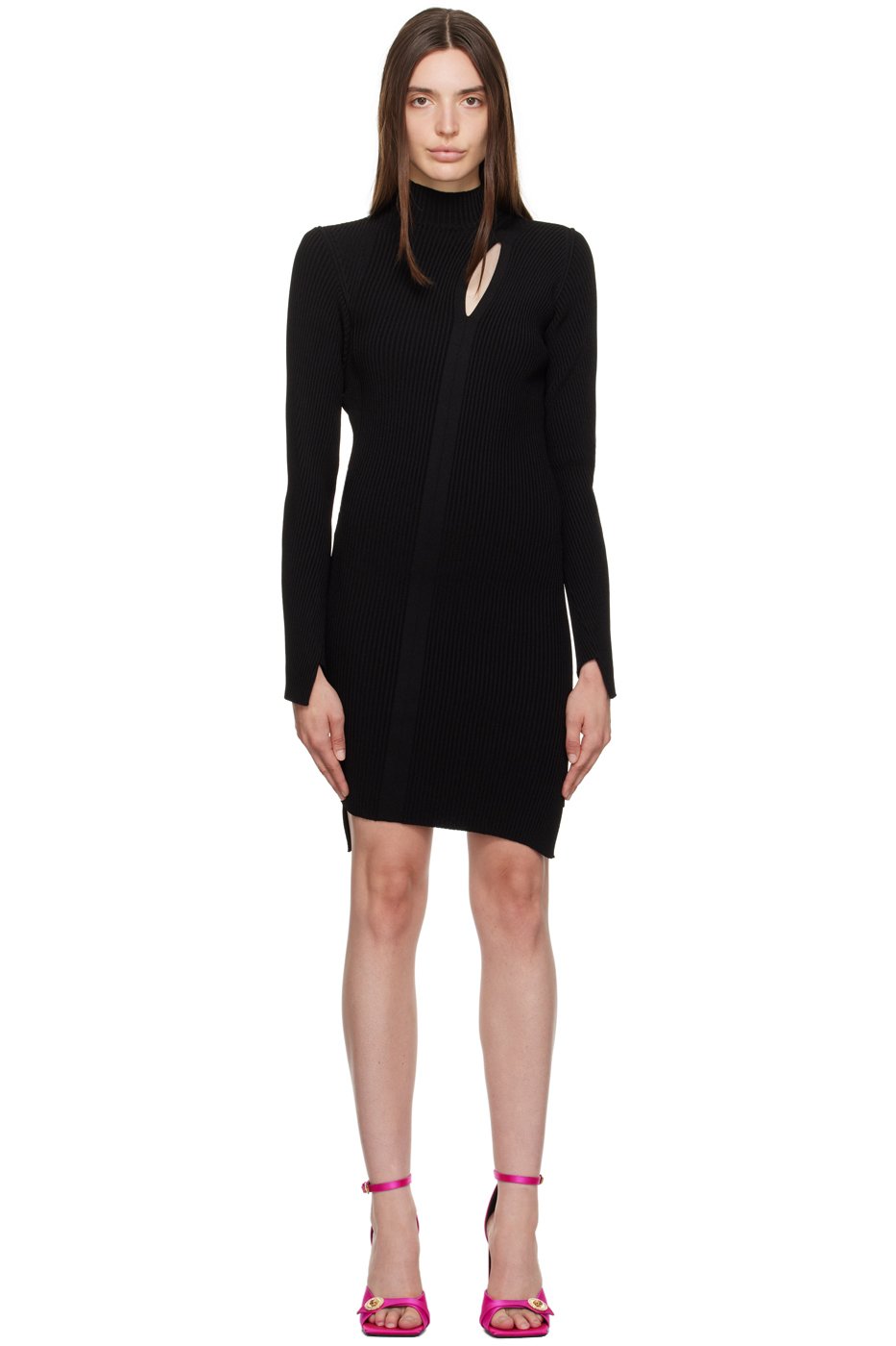 Versace - Robe courte noire à découpe