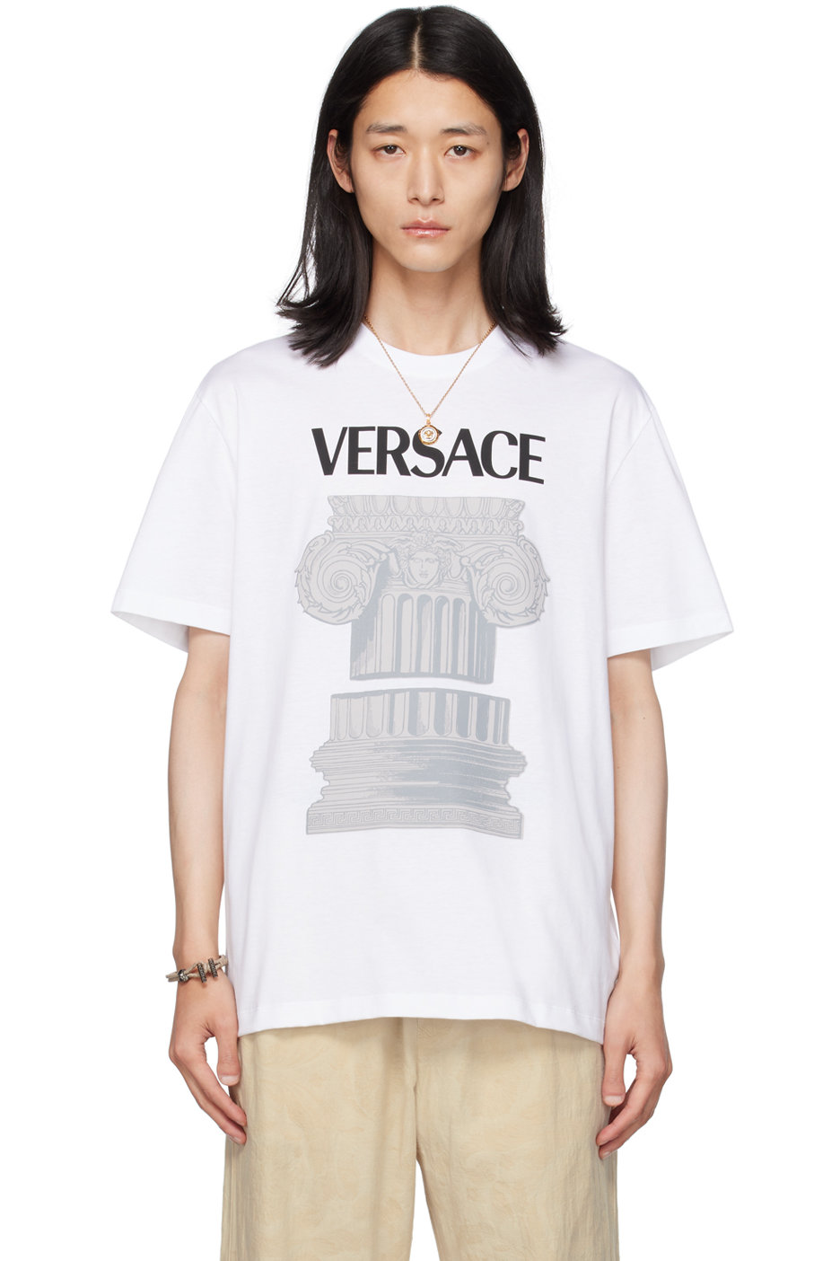 Versace - White 'La Colonna' T-Shirt