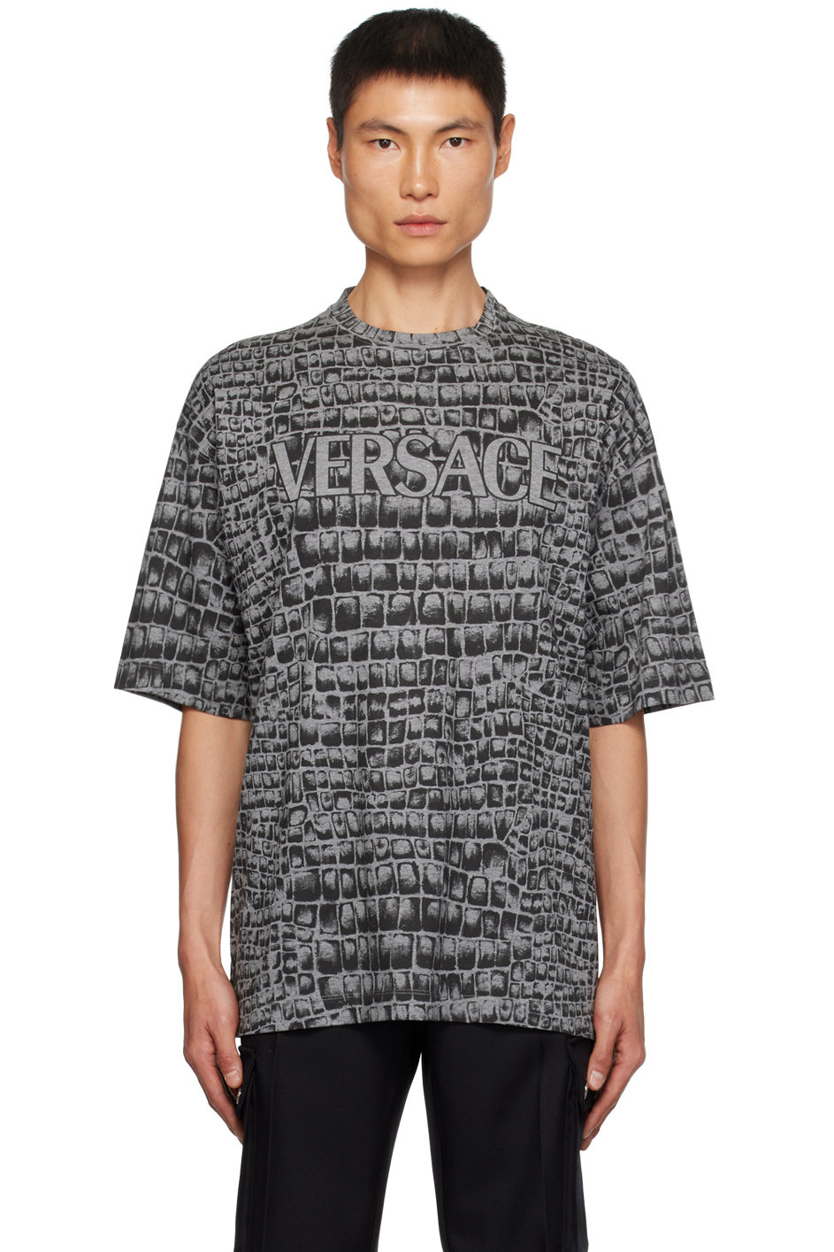 Versace - Gray & Black Coccodrillo T-Shirt