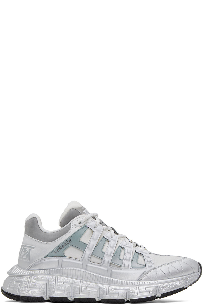 Versace - White & Silver Trigreca Sneakers