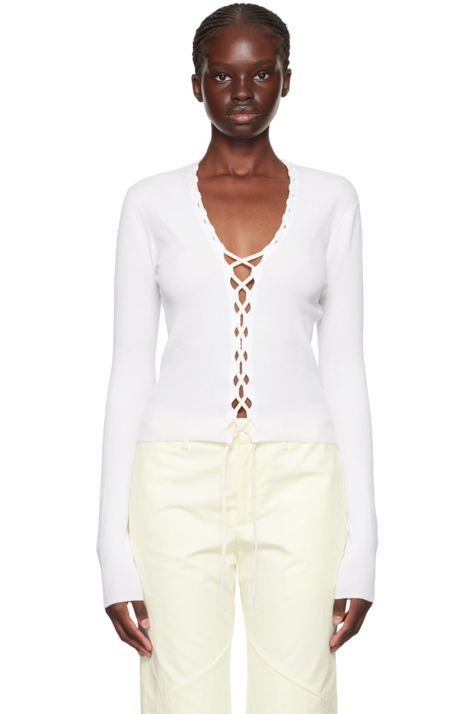 Dion Lee - Cardigan bicolore blanc cassé