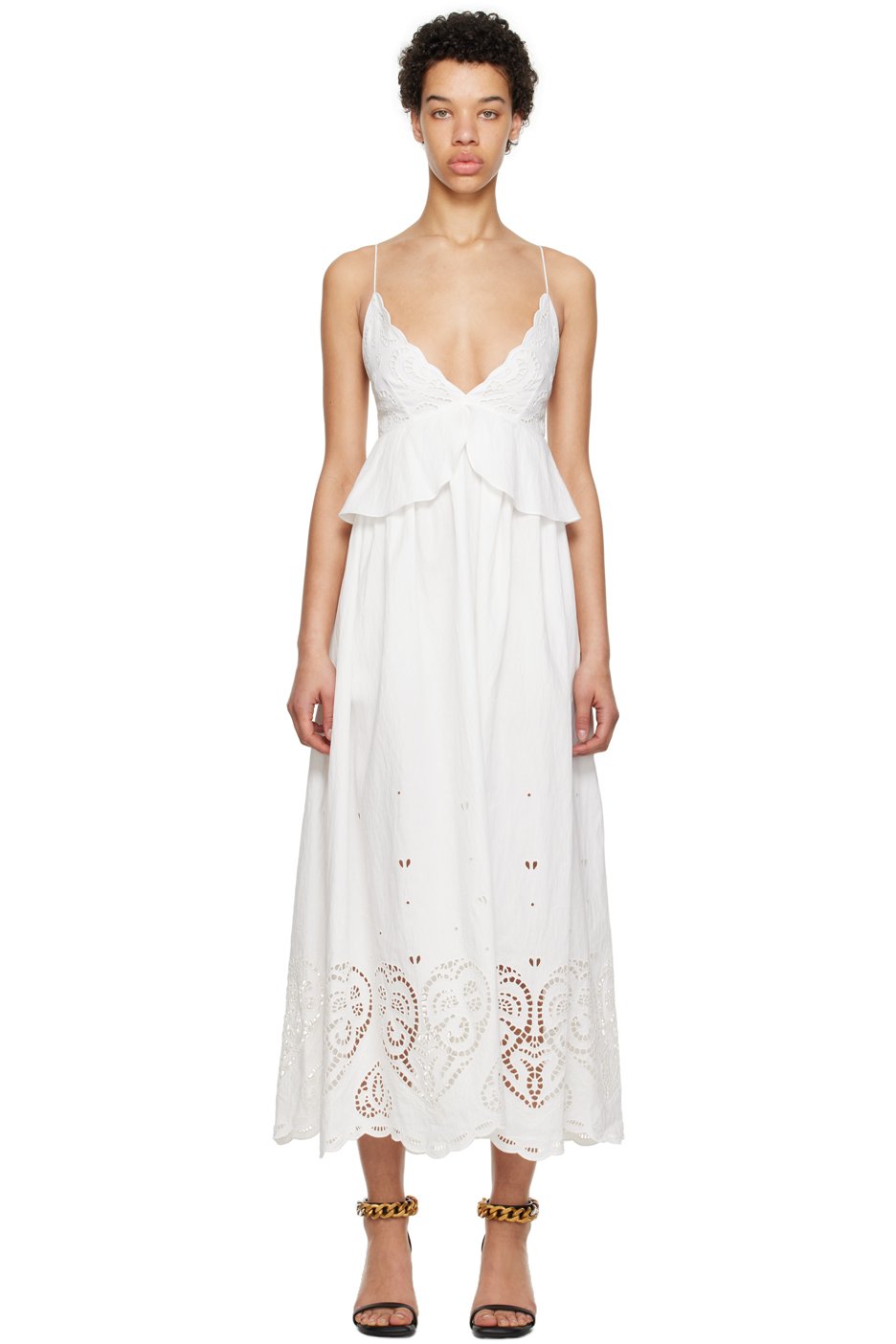 Stella McCartney - Robe longue blanche à col en V