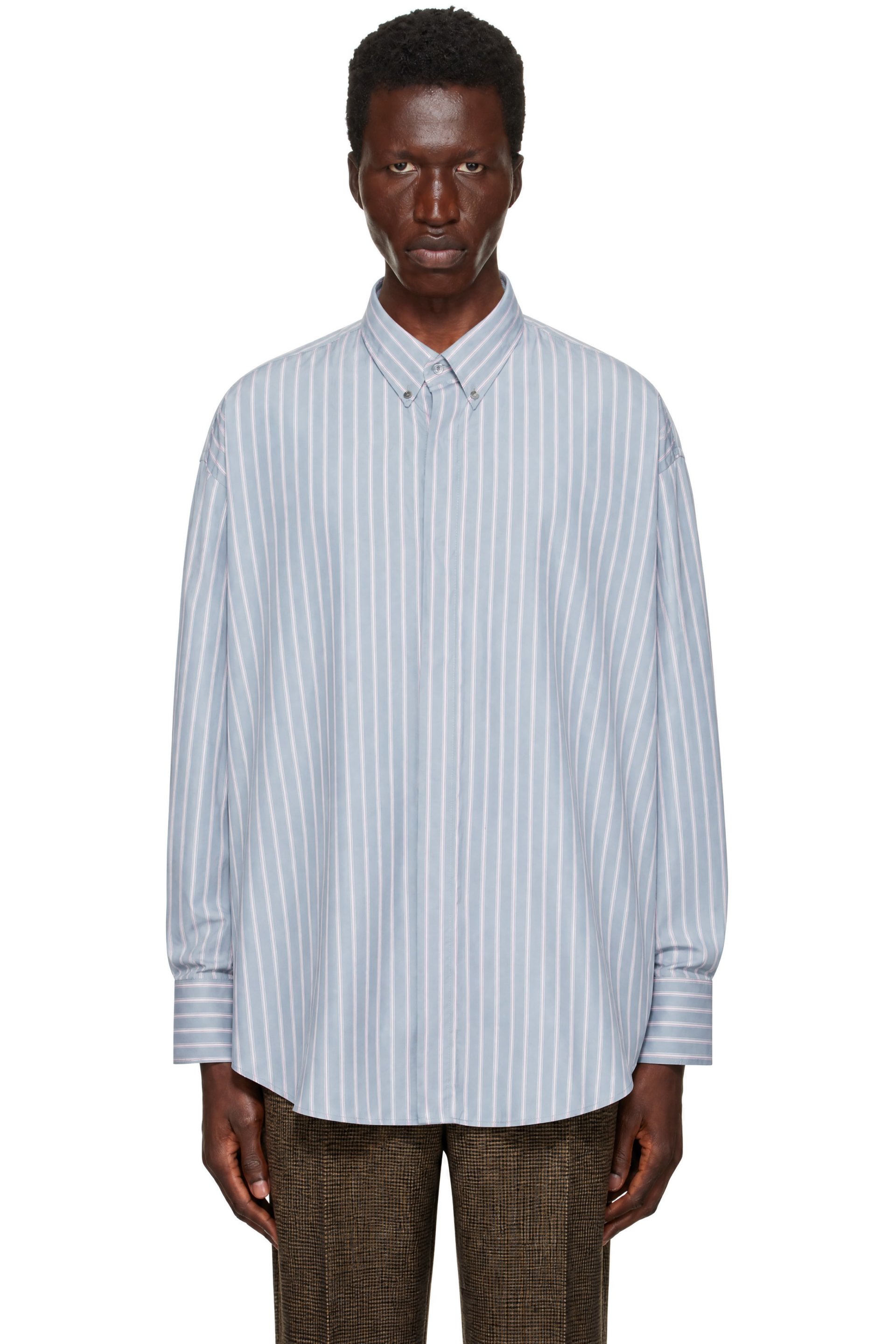 AMI Paris - Gray & Pink H1-Oversize Shirt