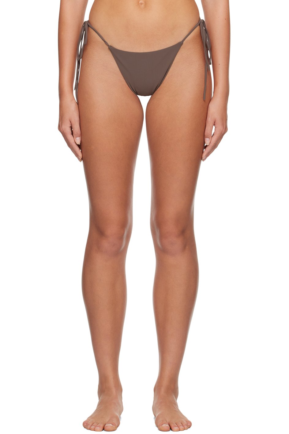 Magda Butrym - Culotte de bikini brune à attaches à nouer