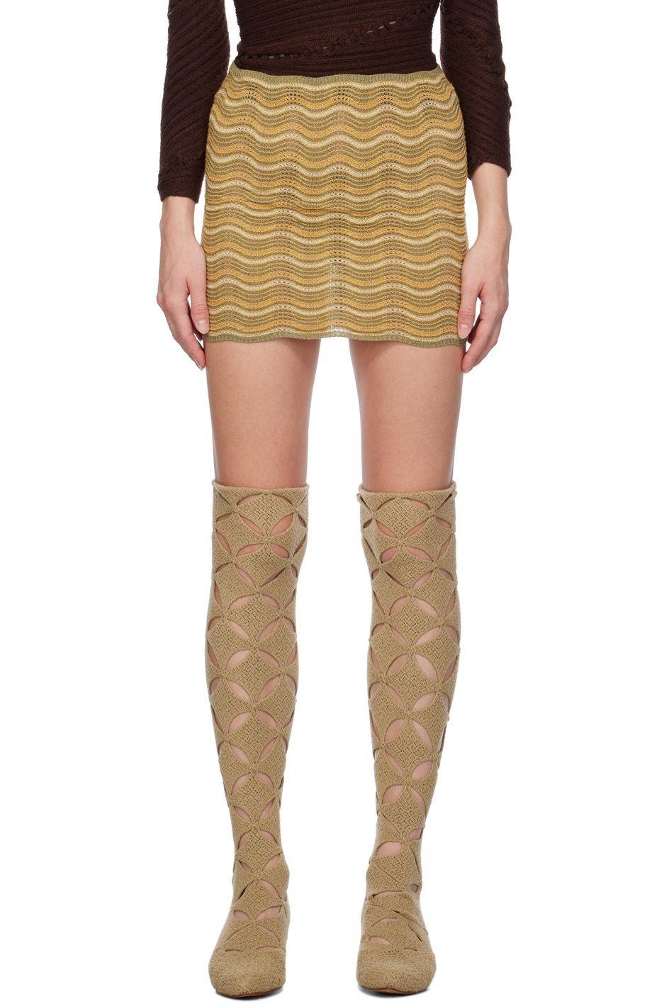 Isa Boulder - SSENSE Exclusive Green & Orange Miniskirt