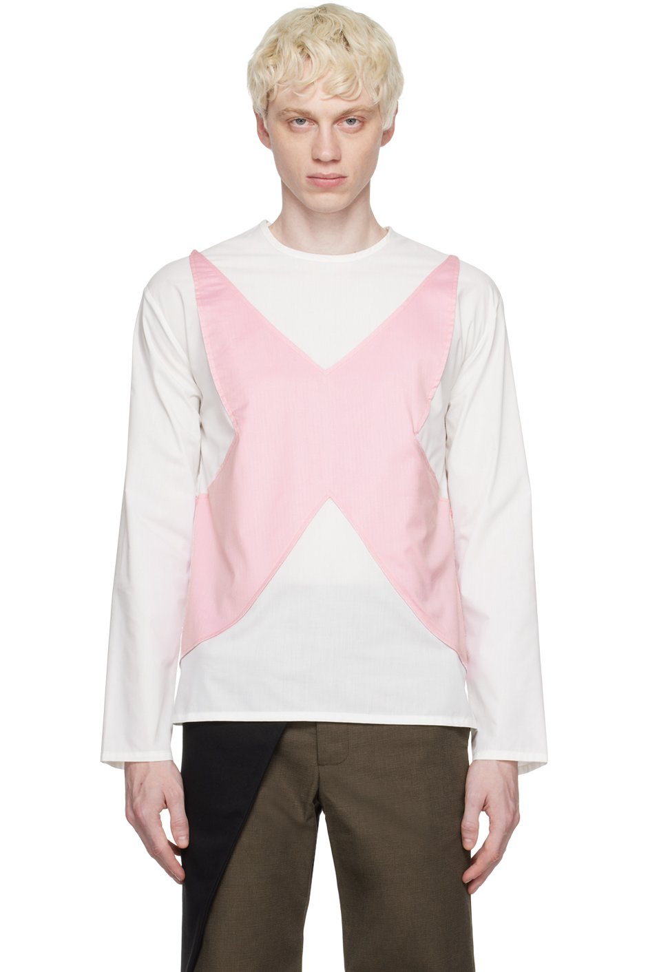 STRONGTHE - SSENSE Exclusive White & Pink Long Sleeve T-Shirt