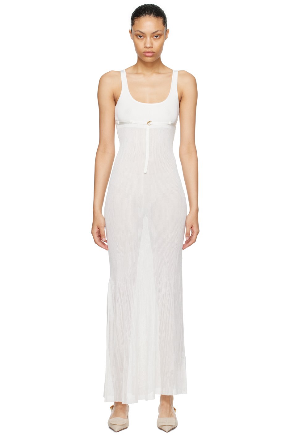 JACQUEMUS - Robe longue Oranger blanche en tricot - Le chouchou