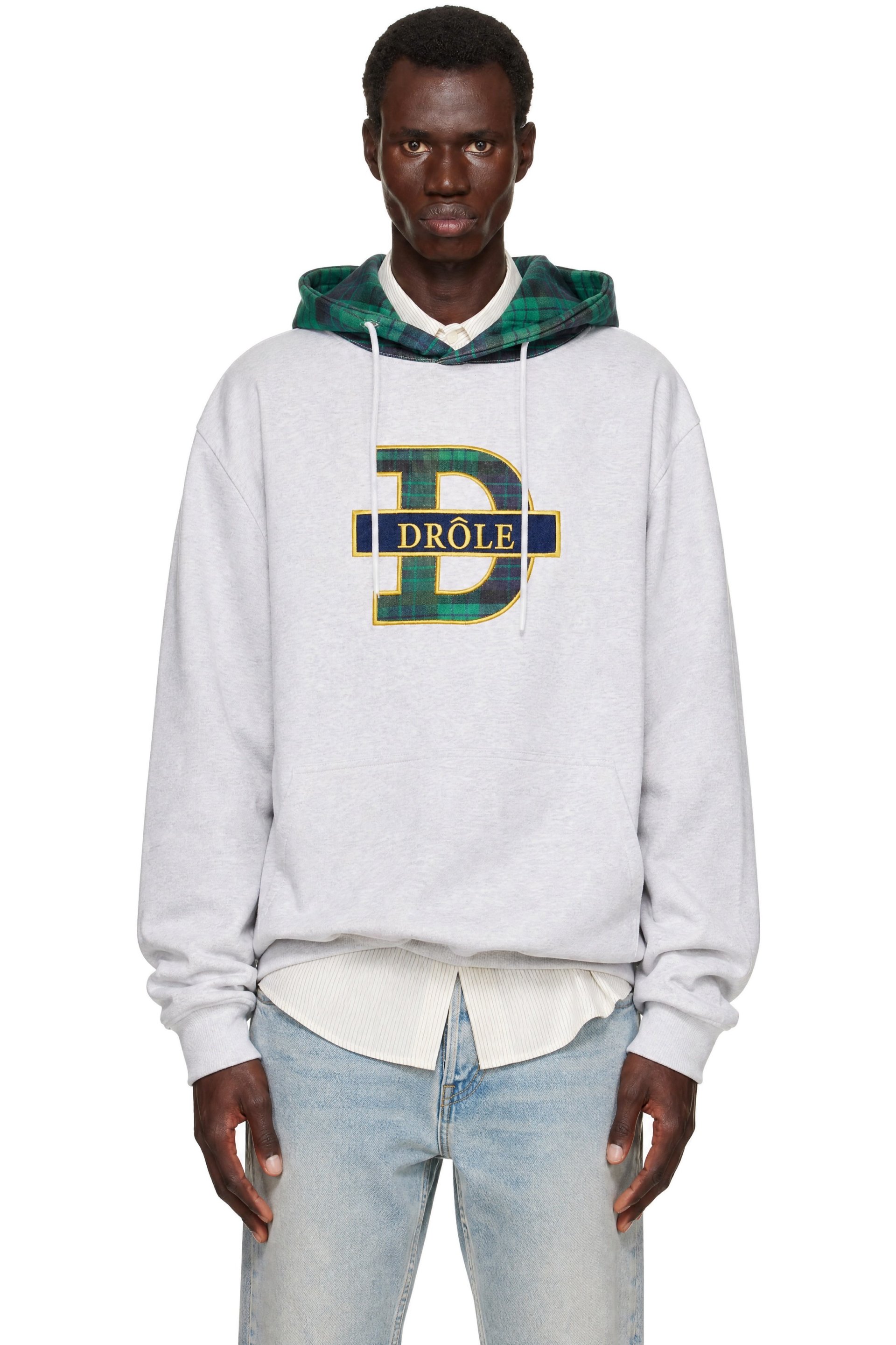 Drôle De Monsieur - Gray 'Le Hoodie Drôle Tartan' Hoodie