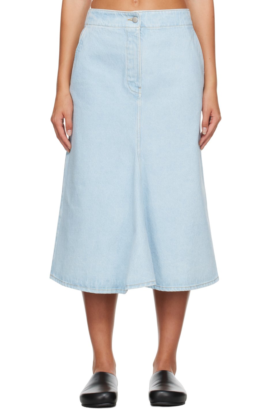 Studio Nicholson - Jupe midi Preto bleue en denim