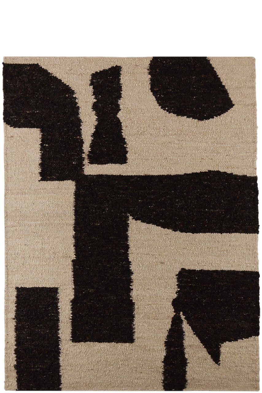 ferm LIVING - Tapis Piece blanc cassé et brun