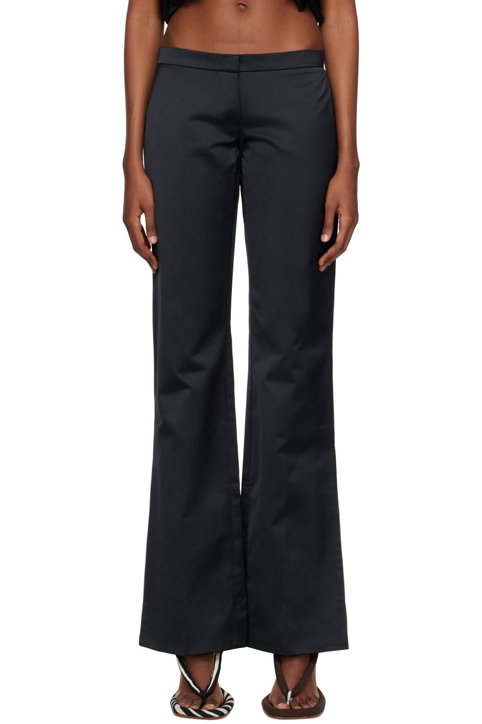 Feben - Pantalon noir à fentes
