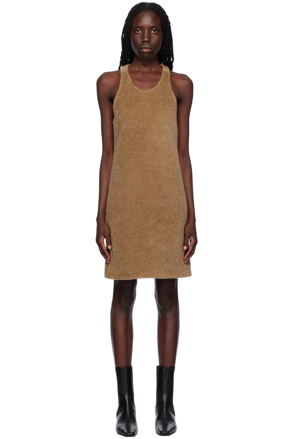TOTEME - Robe midi brun clair à encolure arrondie