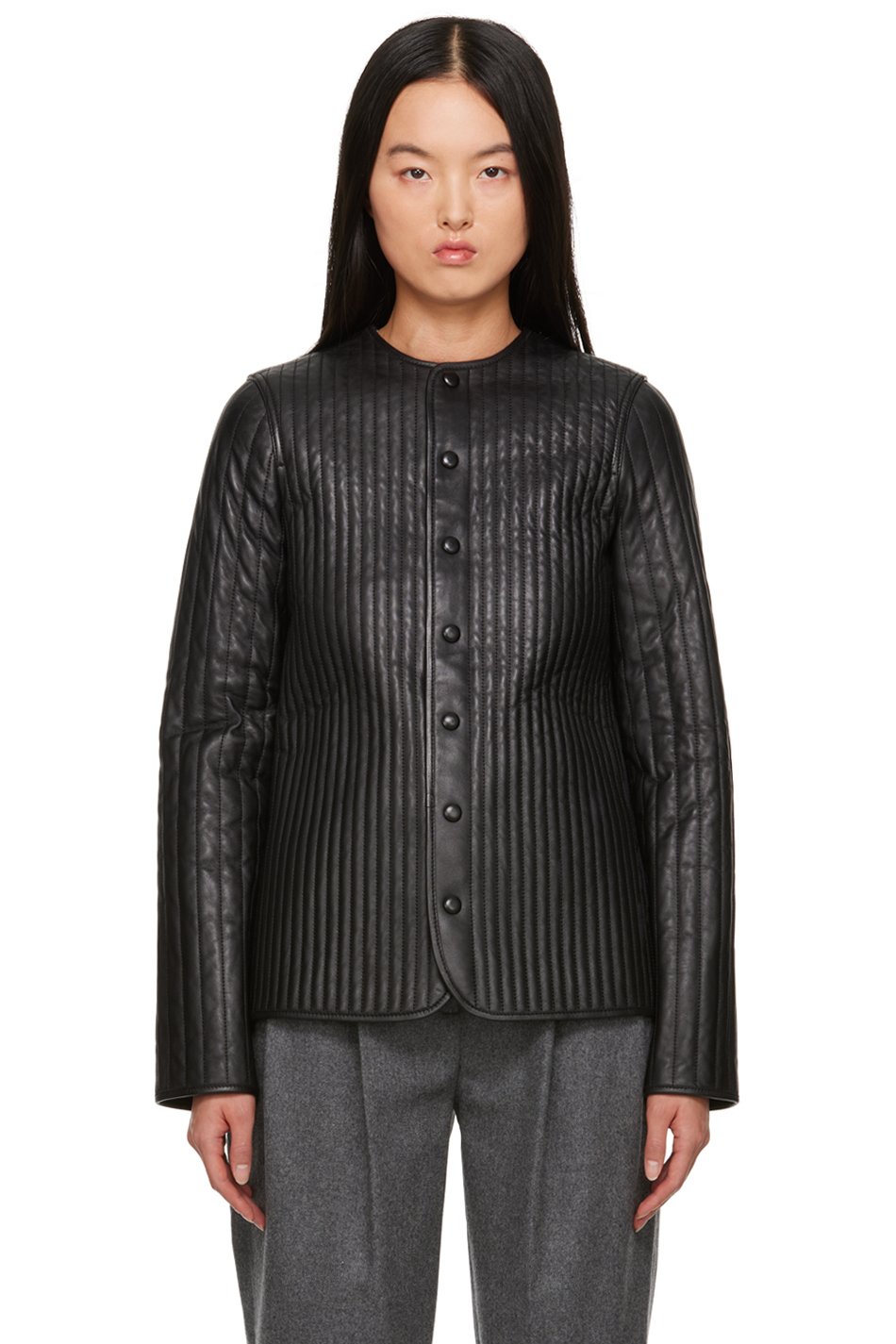 TOTEME - Blouson réversible matelassé noir en cuir