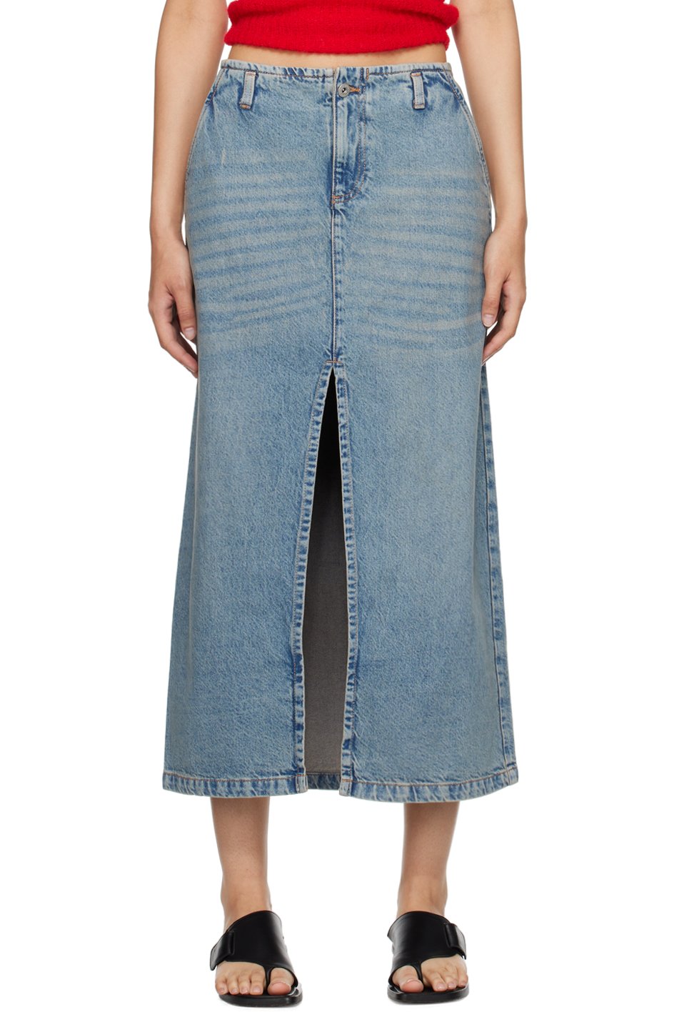 Gimaguas - Jupe midi Leslie bleue en denim
