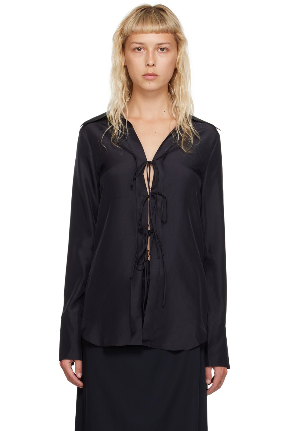Victoria Beckham - Chemisier noir à attaches à nouer