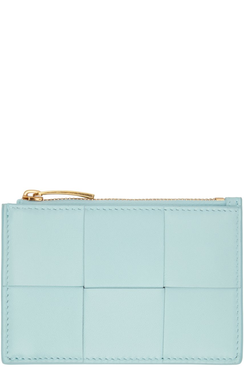 Bottega Veneta - Porte-carte de style pochette Cassette bleu à anneau