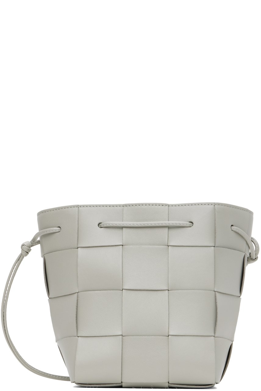 Bottega Veneta - Petit sac seau Cassette gris à bandoulière